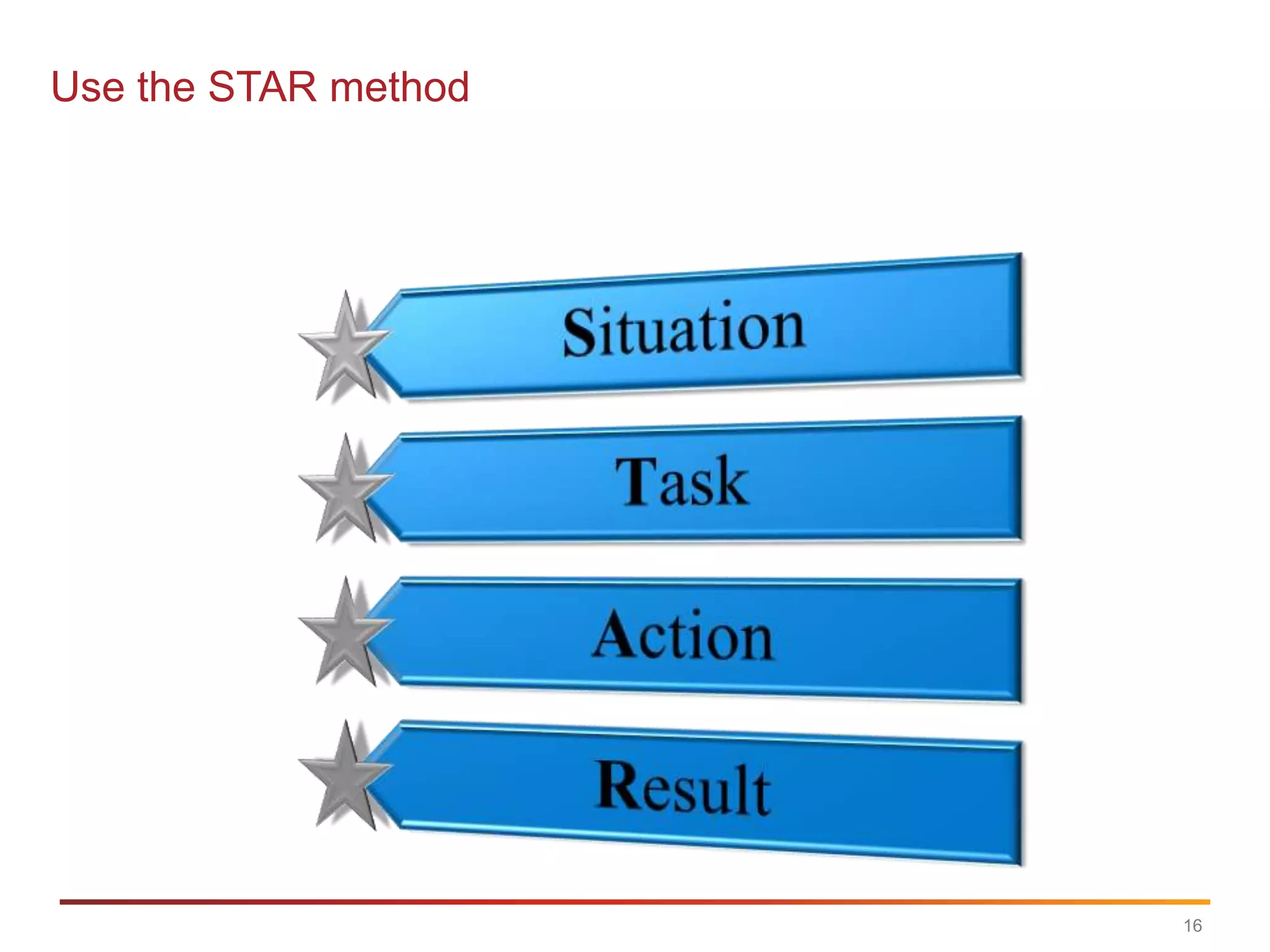 Use the STAR method




                      16
 