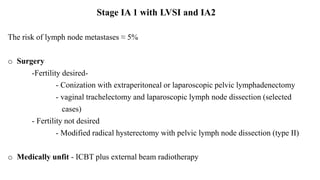 carcinoma cervix management stage wise with role of surgery | PPTX