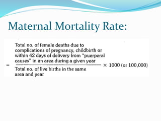 Maternal Mortality Rate:
 