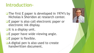 Seminar on electronic paper | PPTX