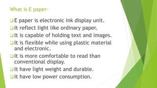 Seminar on electronic paper | PPTX