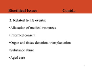 Seminar on bioethical dilemma in nursing profession | PPTX