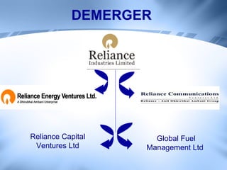 DEMERGER   Global Fuel Management Ltd Reliance Capital Ventures Ltd 