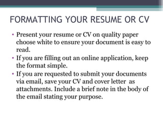 Seminar on cv preperation | PPT
