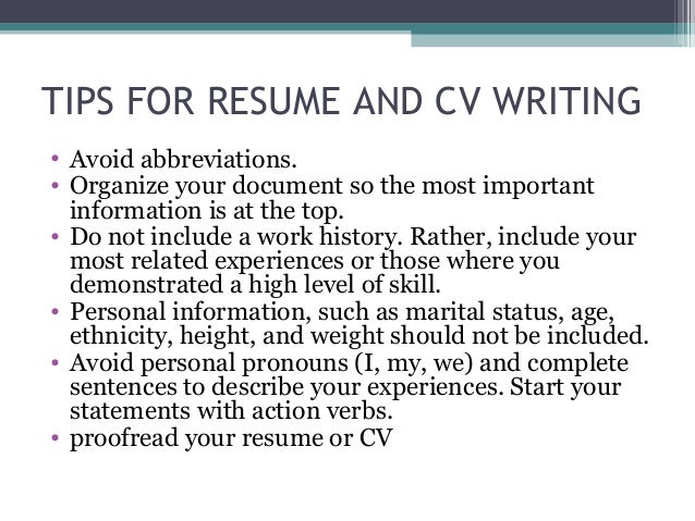 important things to include in a resumes