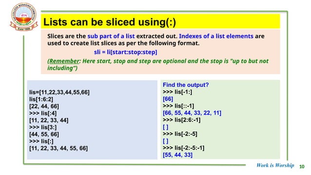 Brief Explanation On List and Dictionaries of Python | PPTX