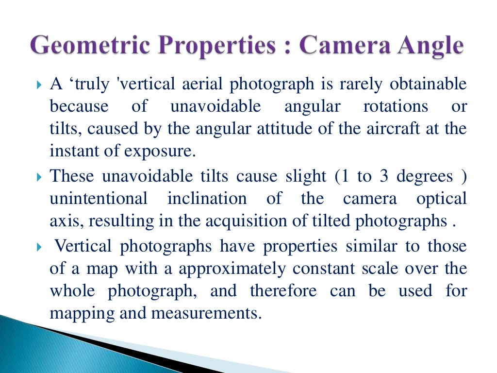 Geometry and types of aerial photographs