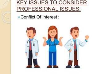 KEY ISSUES TO CONSIDER
PROFESSIONAL ISSUES:
Conflict Of Interest :
 