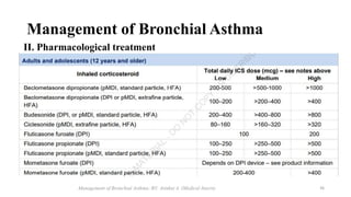 Management of Bronchial Asthma
II. Pharmacological treatment
Management of Bronchial Asthma; BY: Atinkut A. (Medical Inter...