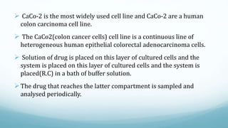  CaCo-2 is the most widely used cell line and CaCo-2 are a human
colon carcinoma cell line.
 The CaCo2(colon cancer cell...