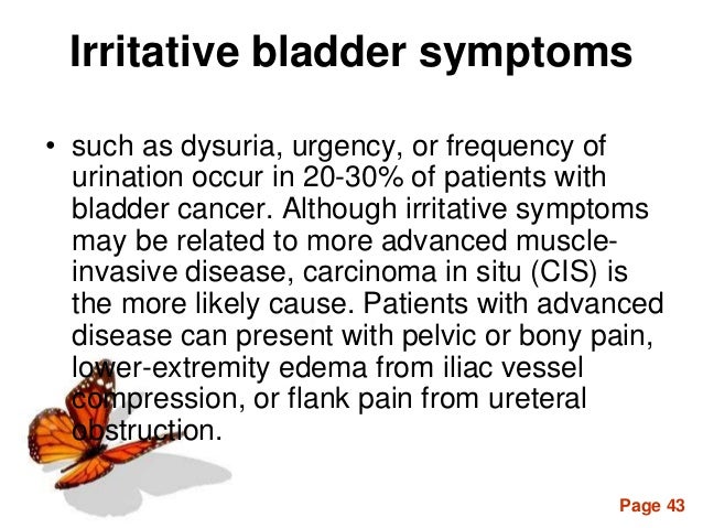 What are the symptoms of a tumor of the bladder?