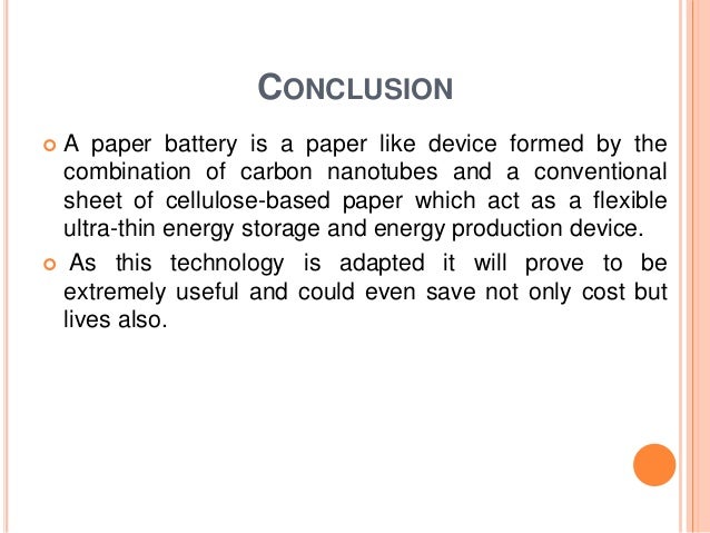 Conclusion of paper battery seminar image