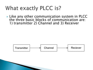 

Like any other communication system in PLCC
the three basic blocks of communication are:
1) transmitter 2) Channel and 3) Receiver

 