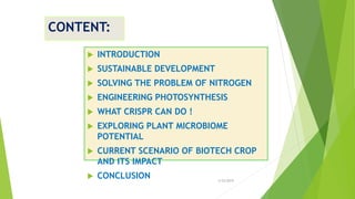 Role of biotechnology for sustainable AGRICULTURE | PPTX
