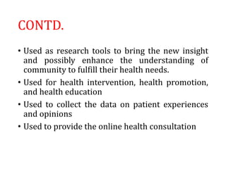 Seminar on role of social media in health | PPTX