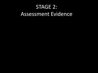 STAGE 2:
Assessment Evidence
 