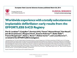 SUBCUTANEOUS ICD'S & LEADLESS
PACEMAKER
 