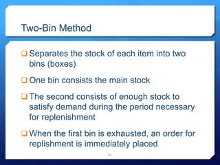Two Bin Model Seminar on inventory management | PPTX