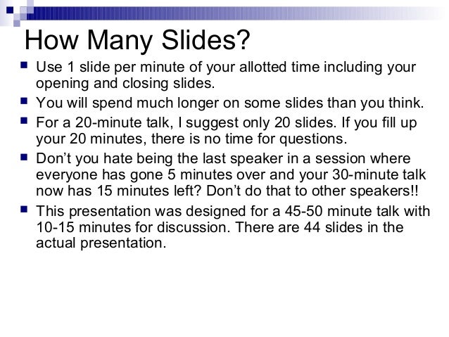 6 minute presentation how many slides