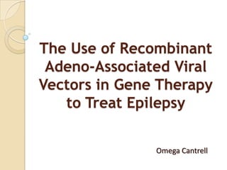 The Use of Recombinant
 Adeno-Associated Viral
Vectors in Gene Therapy
   to Treat Epilepsy

               Omega Cantrell
 