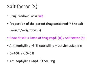 Salt Factor Formula Estimation of pharmacokinetic parameters | PPTX
