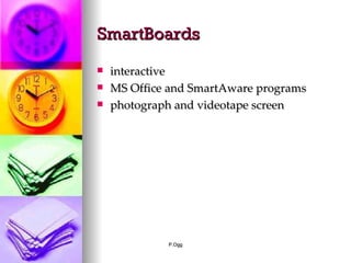 SmartBoards interactive MS Office and SmartAware programs photograph and videotape screen 