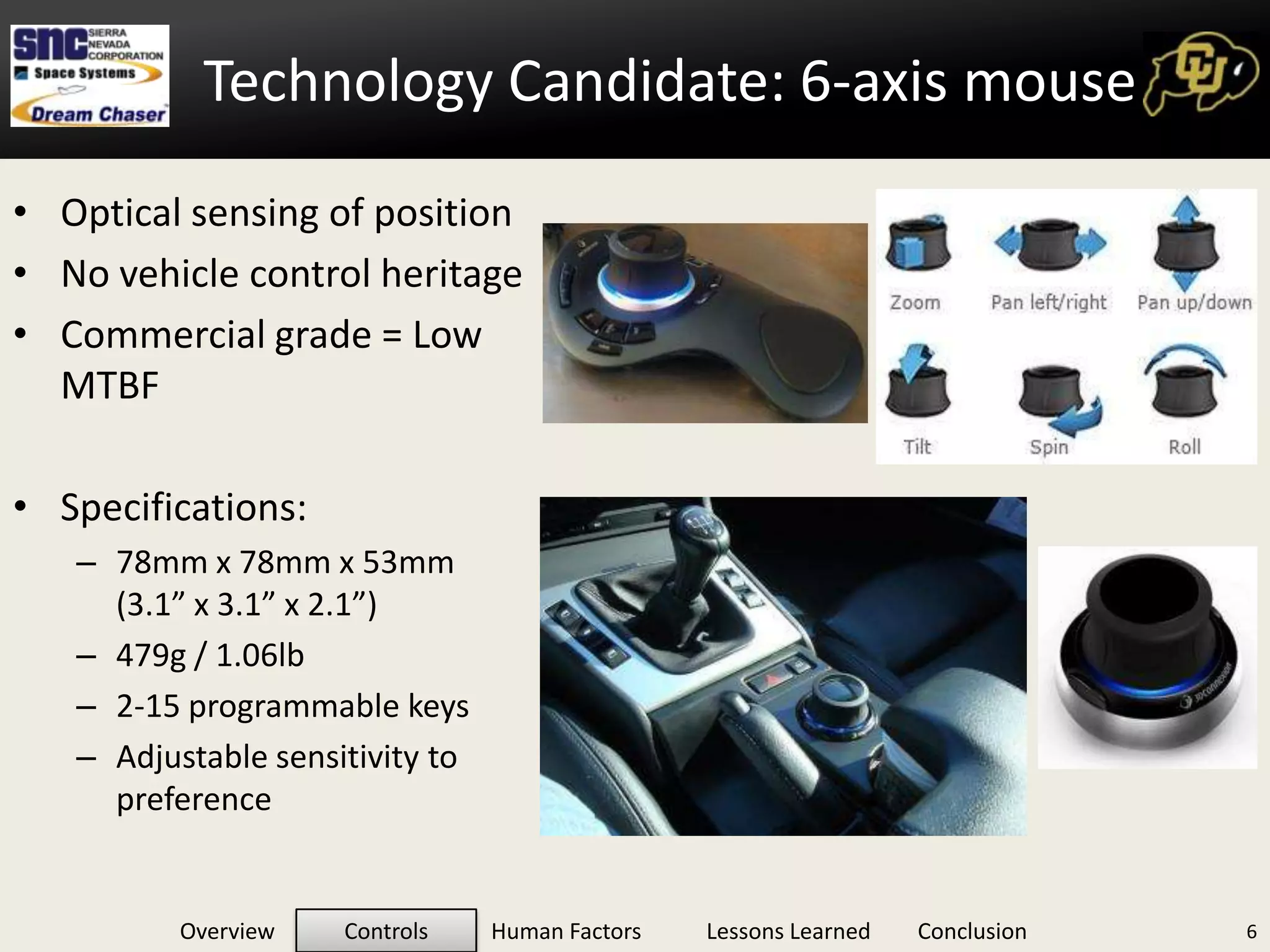 Technology Candidate: 6-axis mouse6Optical sensing of position
