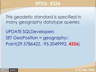 SQL Geography Datatypes by Jared Nielsen and the FUZION Agency | PPTX