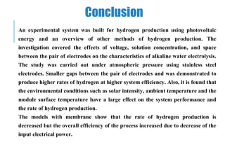 Hydrogen production using solar energy (PV cell) | PPT