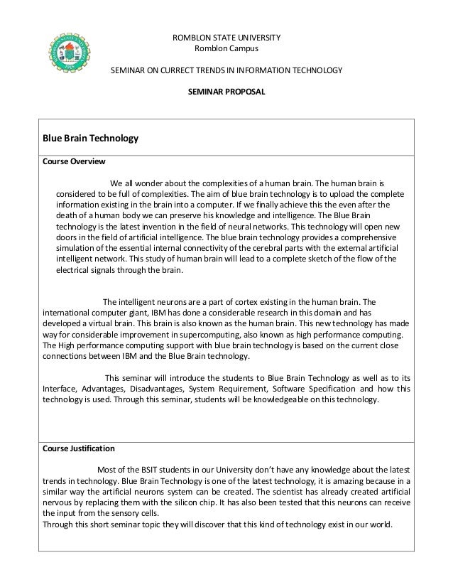 Seminar Proposal Blue Braintechnology