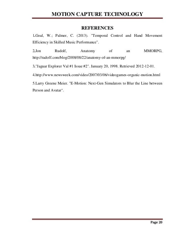 Motion capture technology pdf