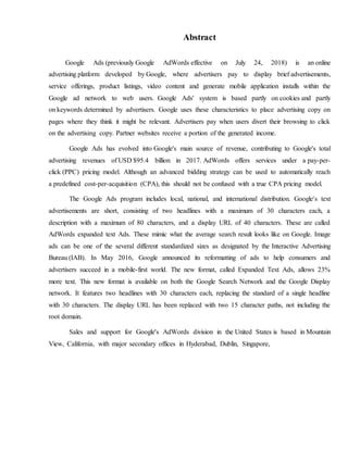 Seminar report on google Advertising | DOCX