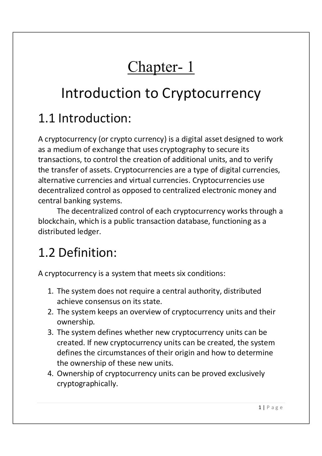 cryptocurrency dissertation examples