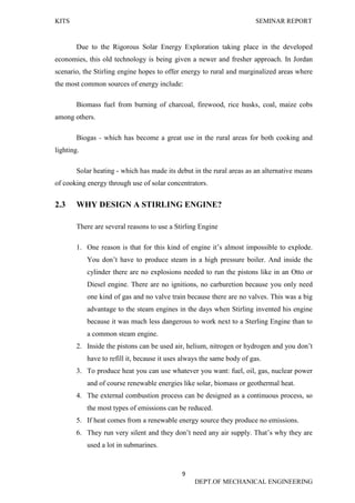 SOLAR STIRLING ENGINE seminar report | PDF