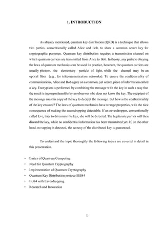 Quantum Cryptography - Seminar report | PDF