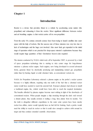 A Seminar on Plasma Propelled Rocket Engine | PDF