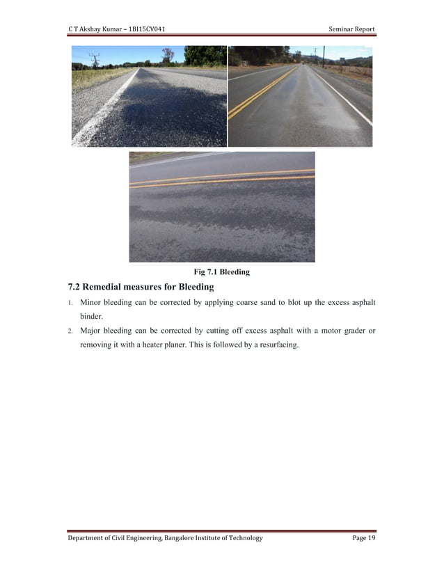 "Pavement failures and their Maintenance" Technical Seminar report
