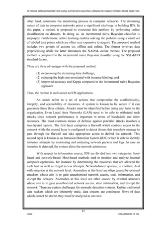 Seminar Report | Network Intrusion Detection using Supervised Machine ...