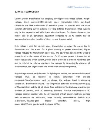 High Voltage Direct Current Transmission System Report | DOCX