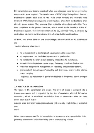 High Voltage Direct Current Transmission System Report | DOCX