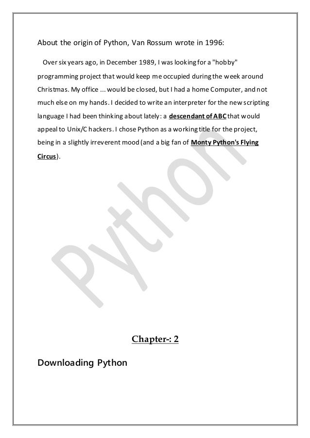 Seminar report On Python