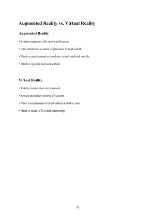 Seminar report on augmented and virtual reality | PDF