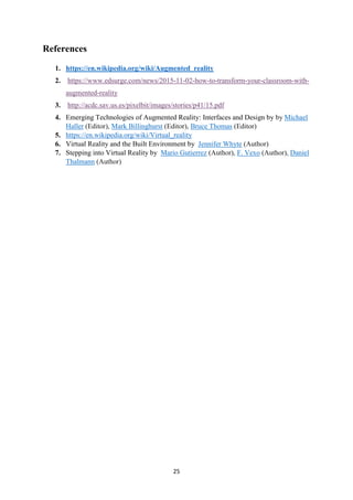 Seminar report on augmented and virtual reality | PDF