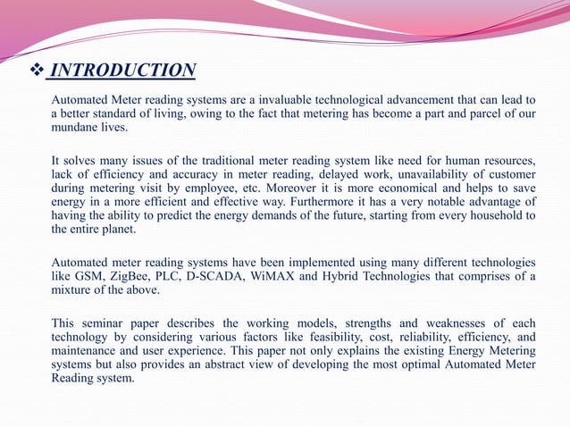 automatic meter reading for billing purpose