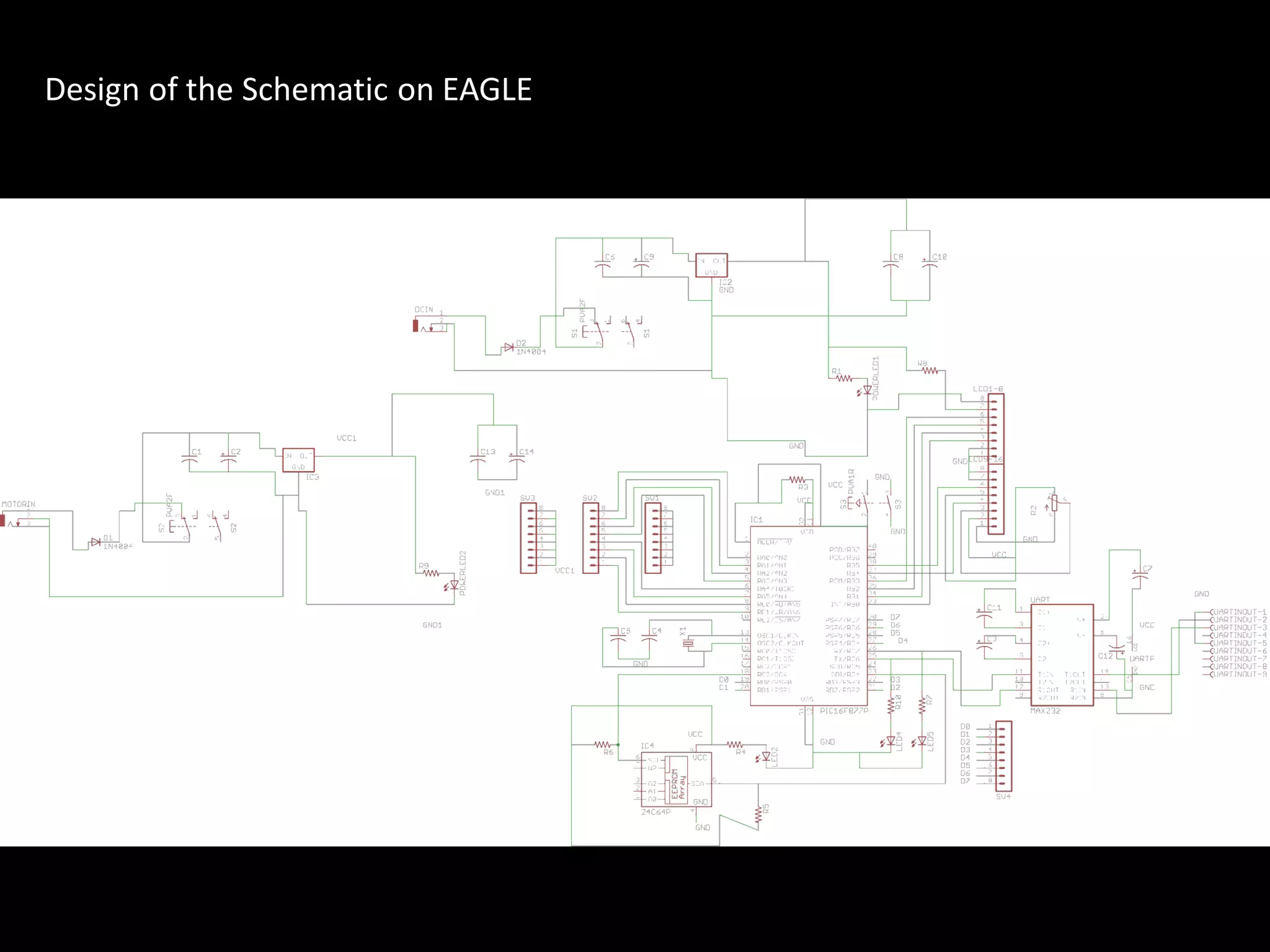 Design of the Schematic on EAGLE
 