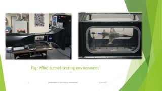 Fig: Wind tunnel testing environment
12/31/20193 DEPARTMENT OF MECHANICAL ENGINEERING
 
