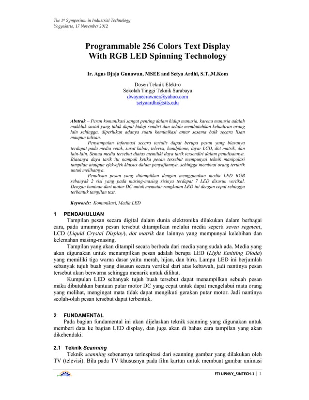 Programmable 256 Colors Text Display With RGB LED Spinning Technology | PDF