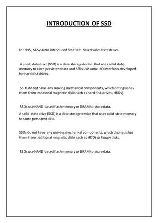 Seminar report on third generation solid state drive | DOCX