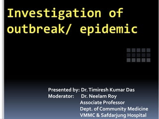 Presented by: Dr. Timiresh Kumar Das
Moderator: Dr. Neelam Roy
Associate Professor
Dept. of Community Medicine
VMMC & Safdarjung Hospital

 