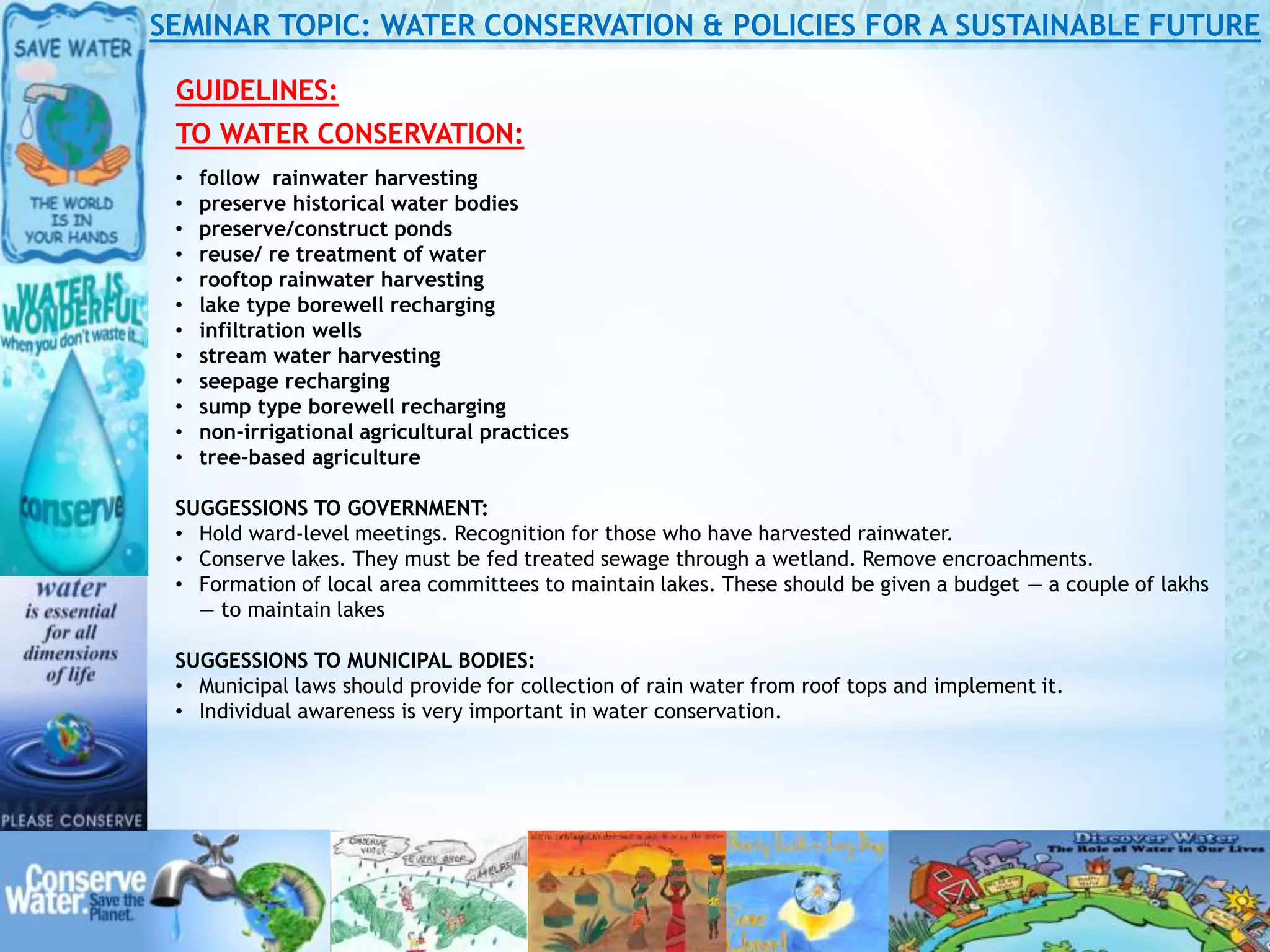 water conservation and policies for sustainable future | PPTX